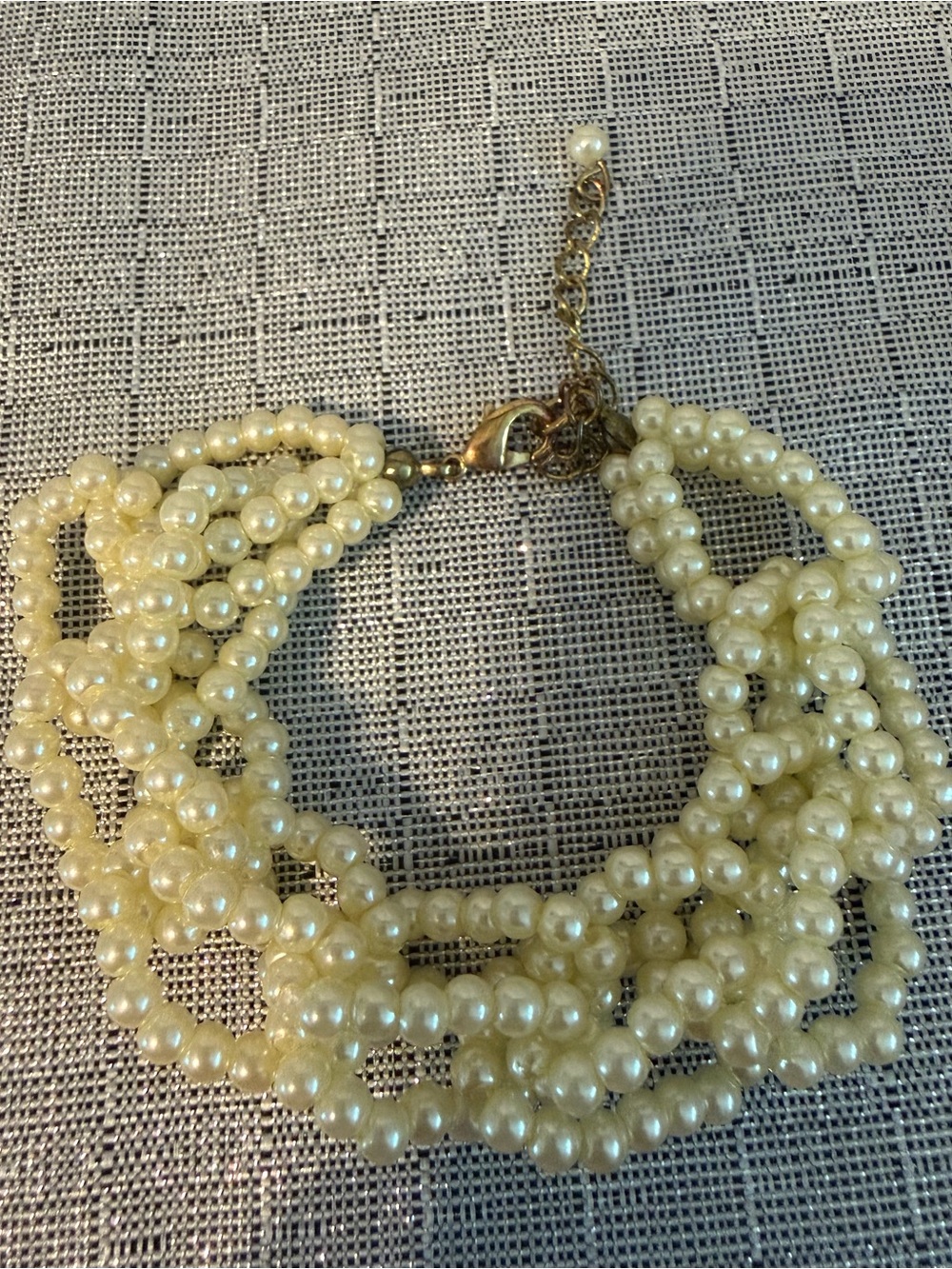 Elegant Multi-Strand Cream Faux Pearl Bracelet